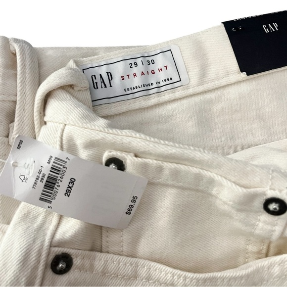 GAP Mens Ivory Cream Size 29x30 Straight GAPFLEX Denim Jeans NWT - Picture 2 of 7